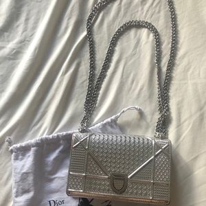 Silver metallic Microcannage small bag